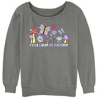 Juniors' Find Love In Nature Slouchy Terry Pullover