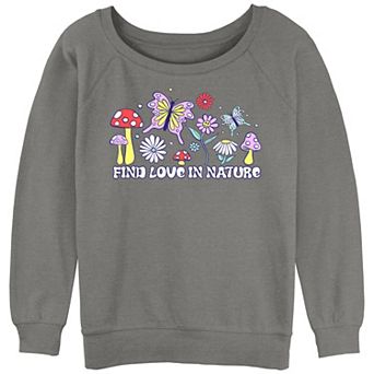 Juniors' Find Love In Nature Slouchy Terry Pullover
