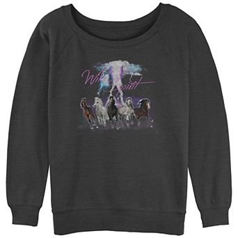 Juniors' Wild Spirit Horses Slouchy Terry Pullover