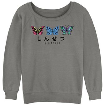 Juniors' Kindness Butterflies Slouchy Terry Pullover