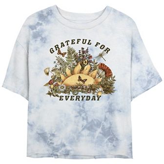 Juniors' Grateful For Everyday Bombard Wash Graphic Crop Tee
