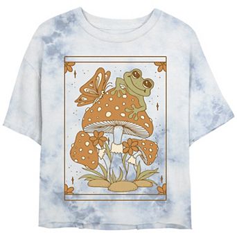 Juniors' Frogy Card Bombard Wash Graphic Crop Tee