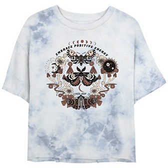Juniors' Embrace Positive Energy Bombard Wash Graphic Crop Tee