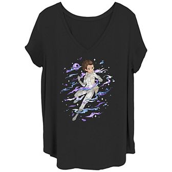 Juniors' Plus Size Star Wars: The Empire Strikes Back Princess Leia Anime V-Neck Graphic Tee