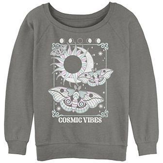 Juniors' Cosmic Vibes Slouchy Terry Pullover