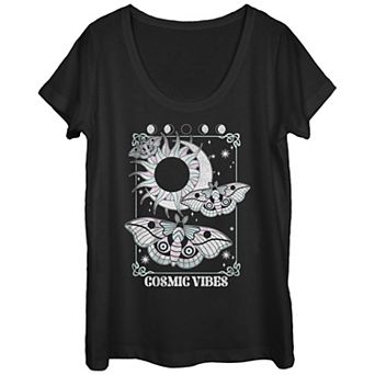 Juniors' Cosmic Vibes Scoop Neck Graphic Tee