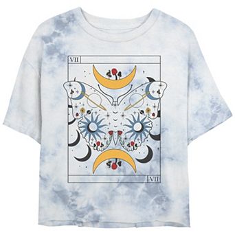 Juniors' Celestial Butterfly Tarot Bombard Wash Graphic Crop Tee