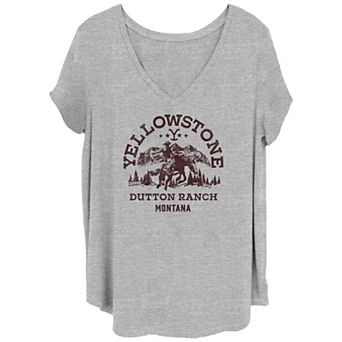 Juniors' Plus Size Yellowstone Montana V-Neck Graphic Tee