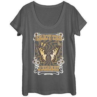 Juniors' Enjoy The Journey Butterfly Scoop Neck Graphic Tee