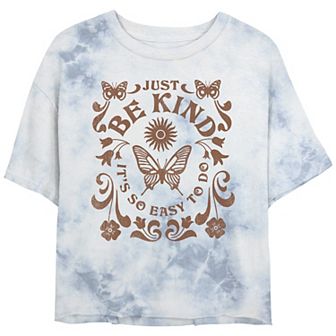 Juniors' Just Be Kind Its So Easy To Do Bombard Wash Graphic Crop Tee