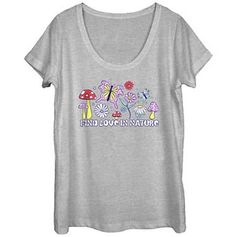 Juniors' Find Love In Nature Scoop Neck Graphic Tee