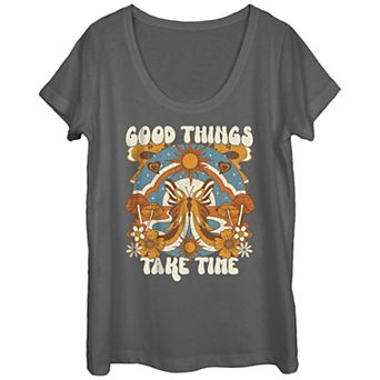Juniors' Good Things Retro Scoop Neck Graphic Tee
