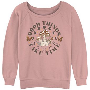 Juniors' Good Things Mushrooms And Moons Slouchy Terry Graphic Pullover