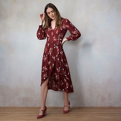 knee length dresses for ladies Baltic Born Womens Latonya Faux Wrap Dress | Green Multi main image 1