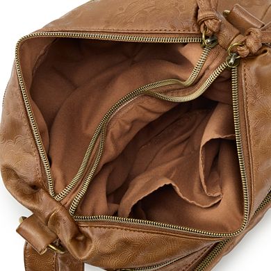 Stone & Co. Embossed Smoky Irene Double-Entry Hobo Handbag