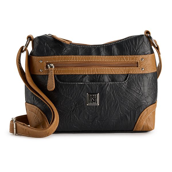 Stone Mountain Black Leather Shoulder Hobo Bag