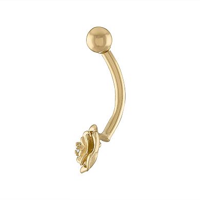 Amella Jewels 14k Gold Flower Diamond Accent Belly Ring