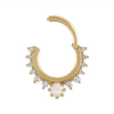 Amella Jewels 14k Gold White Opal & Diamond Accent Septum Ring