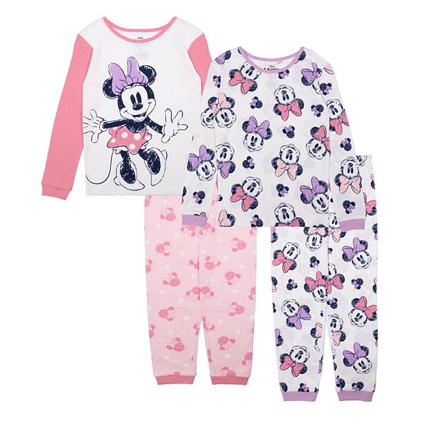 Disney s Minnie Mouse Girls 4 10 Tops Bottoms 4 Piece Pajama Set