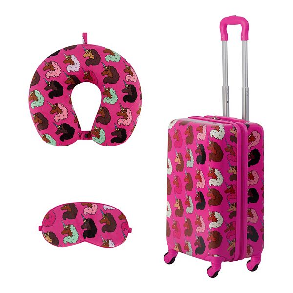Afro Unicorn 3 Piece 21 Inch Carry On Hardside Spinner Luggage