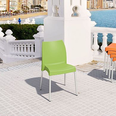 31.5" Apple Green and White Stackable Outdoor Patio Armless Dining Chair