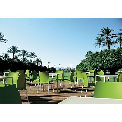 Apple Green and White Stackable Outdoor Patio Armless