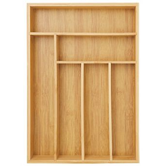 Wood Silverware Drawer Organizer with 6 Slots, 14.5 x 10.25 x 1.75 In