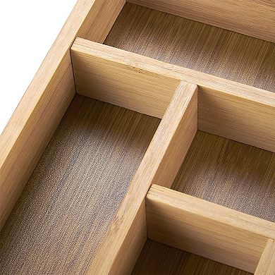 Wood Silverware Drawer Organizer with 6 Slots, 14.5 x 10.25 x 1.75 In