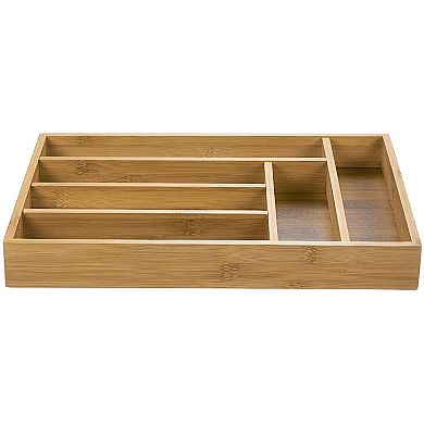 Wood Silverware Drawer Organizer with 6 Slots, 14.5 x 10.25 x 1.75 In