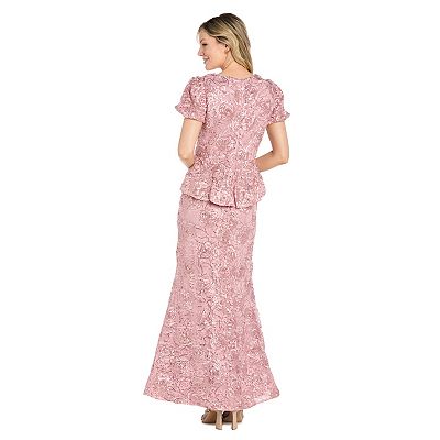 Women's R&M Richards Sequin Rosette Peplum Dress