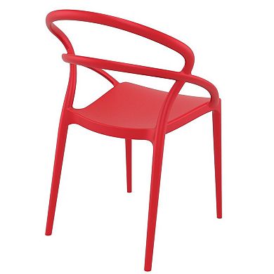 32.25" Red Outdoor Patio Round Dining Chair