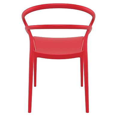 32.25" Red Outdoor Patio Round Dining Chair