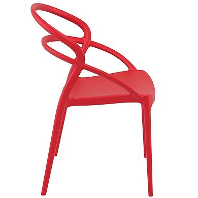 32.25" Red Outdoor Patio Round Dining Chair