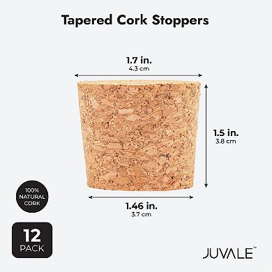 Size #22 Tapered Cork Plugs for Wine Bottles and Crafts (1.7 x 1.46 x 1.49 In, 12 Pack)