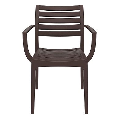 33" Brown Stackable Outdoor Patio Dining Arm Chair
