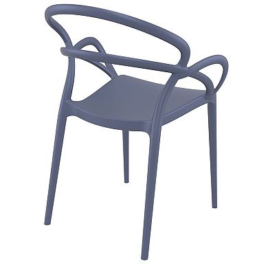 33" Gray Outdoor Patio Round Dining Arm Chair