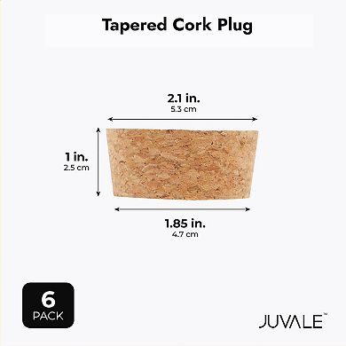 6 Pack Size #28 Tapered Cork Plugs for Jars and Bottles (2.1 x 1.88 x 0.94 In)