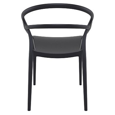 33" Black Outdoor Patio Round Dining Arm Chair