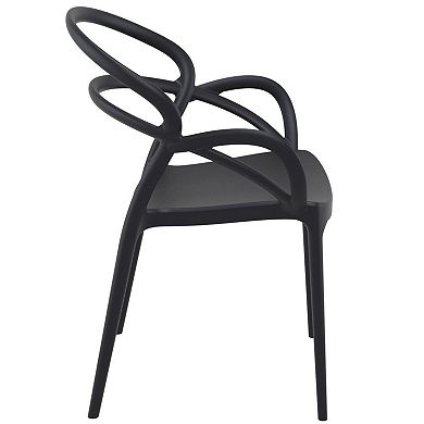 33" Black Outdoor Patio Round Dining Arm Chair