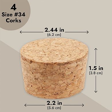 4-pack Large Cork Stoppers, Cork Lids Suitable For Mason Jars, Small Carafes
