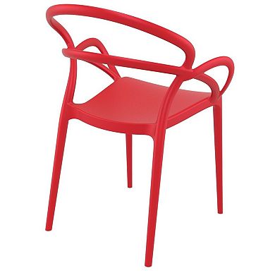 33" Red Outdoor Patio Round Dining Arm Chair