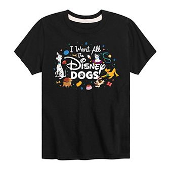 Disney's Boys 8-20 I Want All The Disney's Dogs Graphic Tee