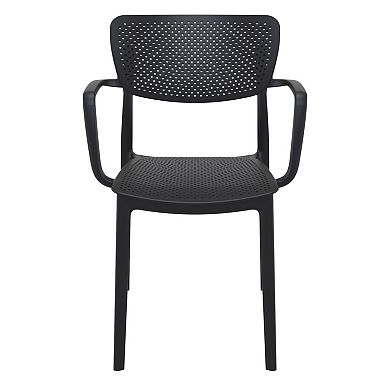33" Black Stackable Patio Dining Arm Chair
