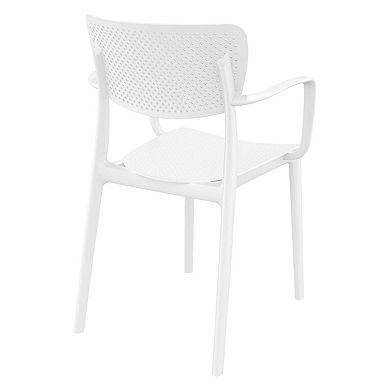 33" White Stackable Solid Patio Dining Arm Chair