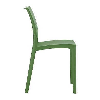 32" Olive Green Resin Solid Weather Resistant Outdoor Dining Chair