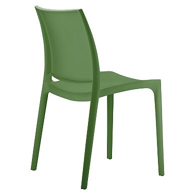 32" Olive Green Resin Solid Weather Resistant Outdoor Dining Chair