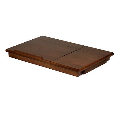 25.25" Alden Walnut Wood Flip Top Lap Desk with Drawer and Foldable Legs