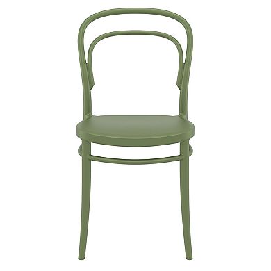 33.5" Olive Green Patio Armless Stackable Dining Chair