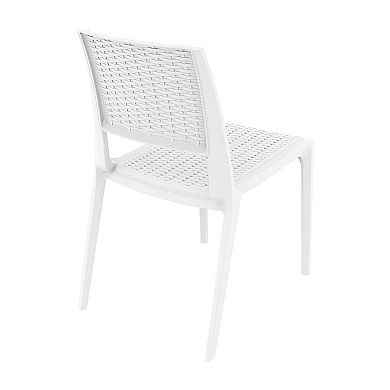 34" White Outdoor Patio Wickerlook Dining Chair