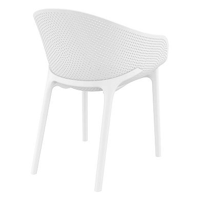 32" White Solid Outdoor Dining Chair